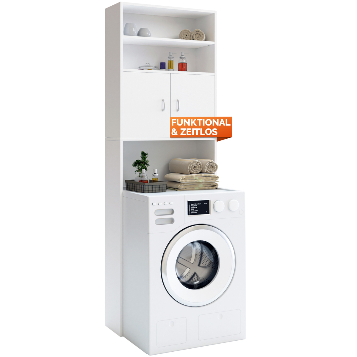 No Brand - Casaria® Meuble Pour Machine À Laver Blanc Meuble De Salle De Bain 185 X 63 X 20 Cm Étagère De Rangement