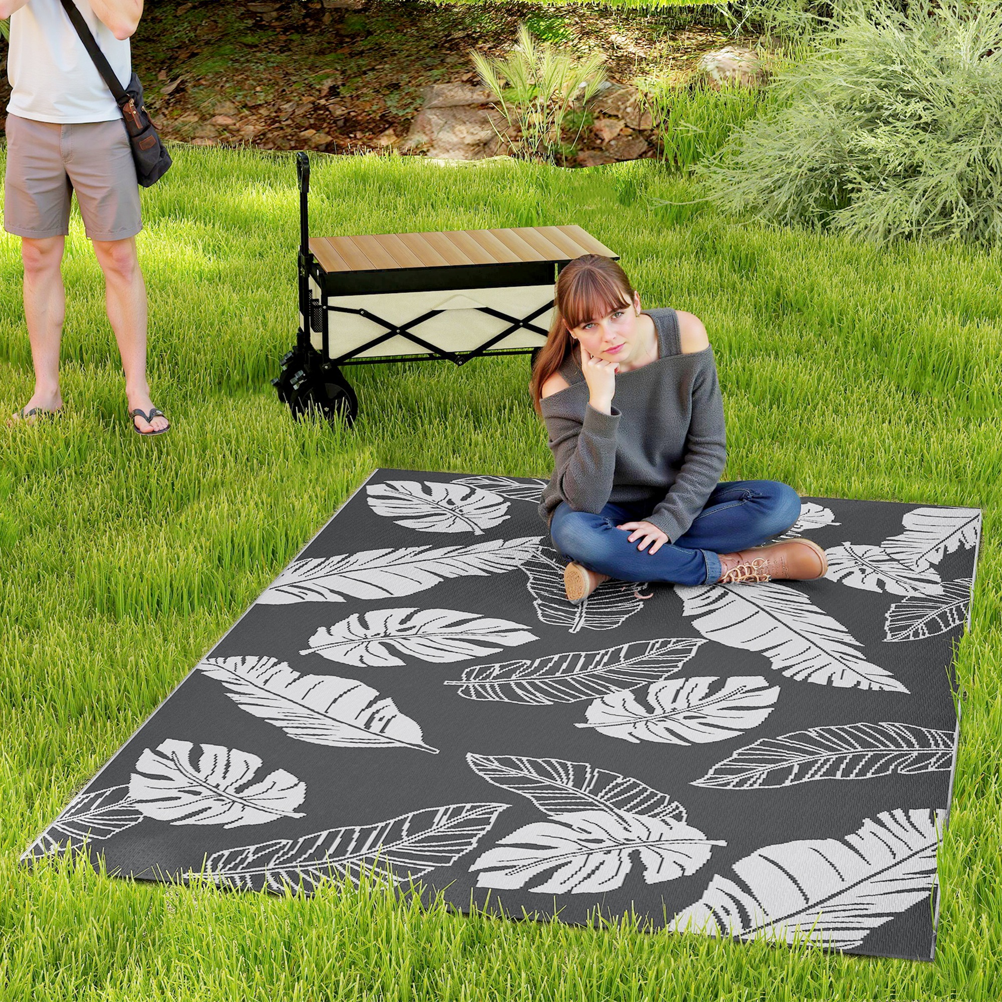 Tapis D'Extérieur Réversible En Paille Plastique Pour Camping-car Avec
