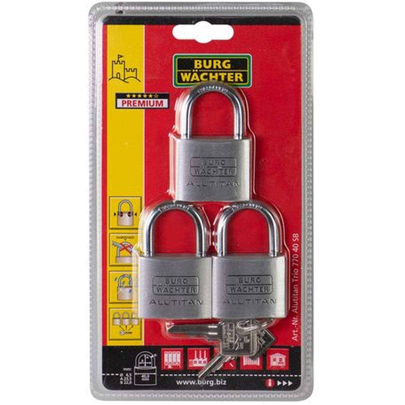 Burg Wachter - Burg Wächter 36251 Vorhängeschloss 40.00 Mm Gleichschließend Aluminium Schlüsselschloss