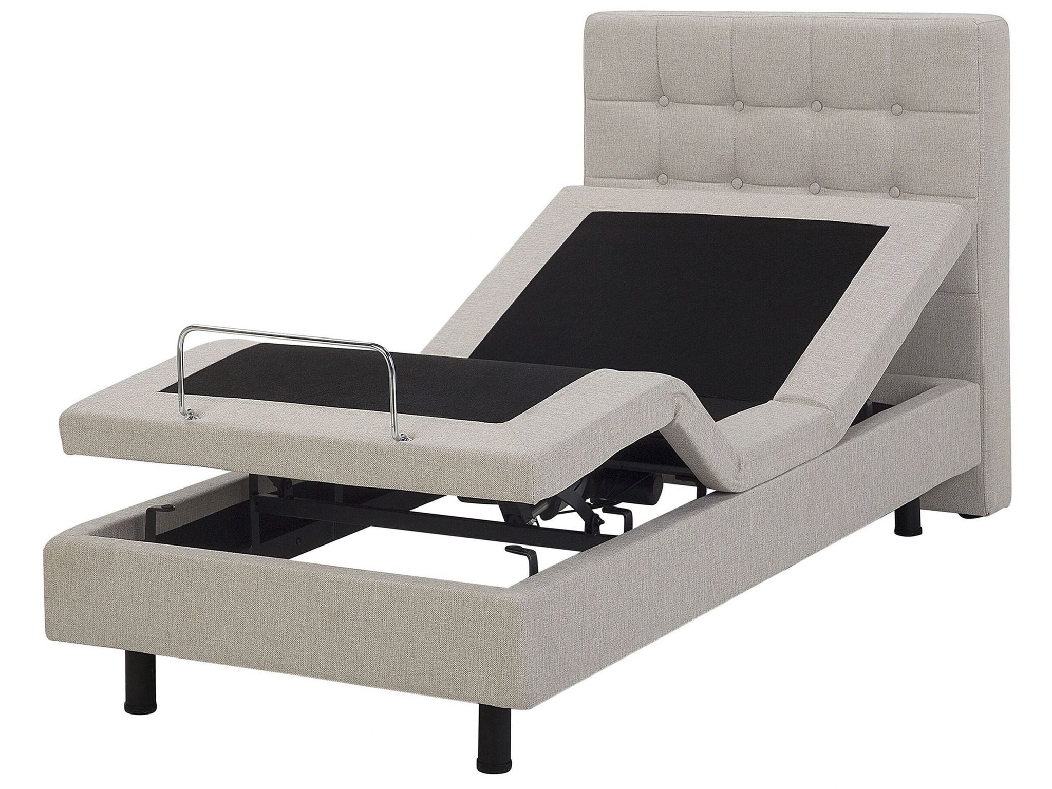 Beliani Electric Bed Beige Eu Single 3ft Remote Control Adjustable Linen Duke