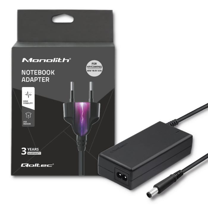 Qoltec Schwarz Hp Cq 65W Laptop-Netzteil 18,5 V 3,5 A 7,4 X 5,0 Mm + Pin + Netzkabel