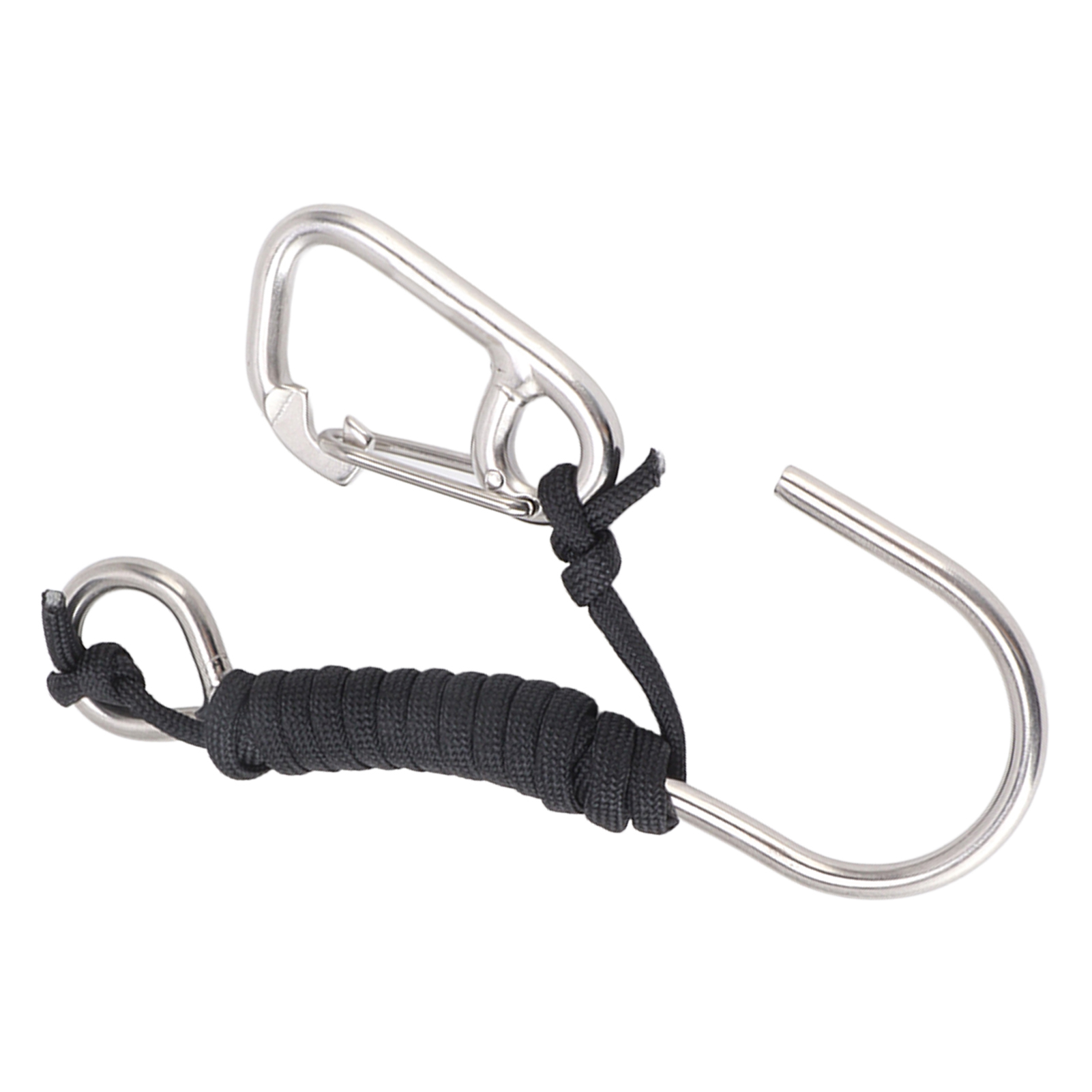 Crochet de plongée à dégagement rapide en acier inoxydable 316, mousqueton et dragonne 3 mm, 80 g