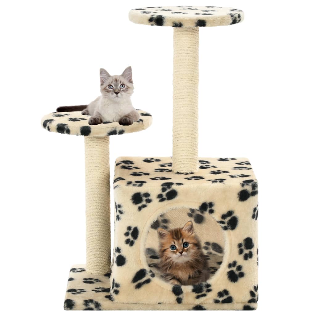 Vidaxl Beige Katzen-Kratzbaum Sisal 60 Cm Pfoten-Aufdruck