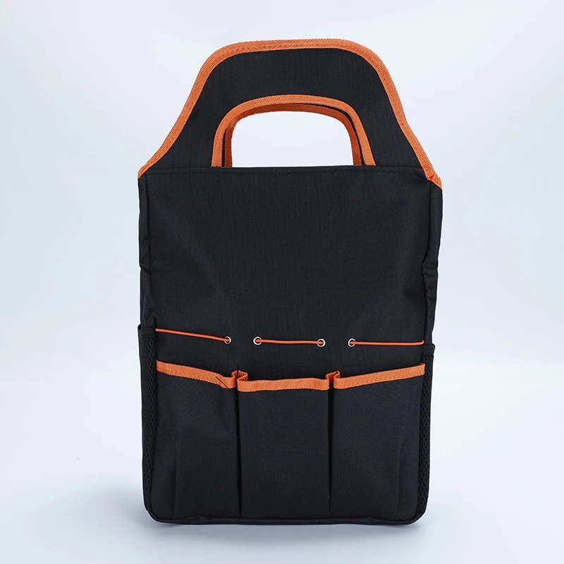 Sac à outils de jardin en tissu Oxford 600D, multiples poches, noir