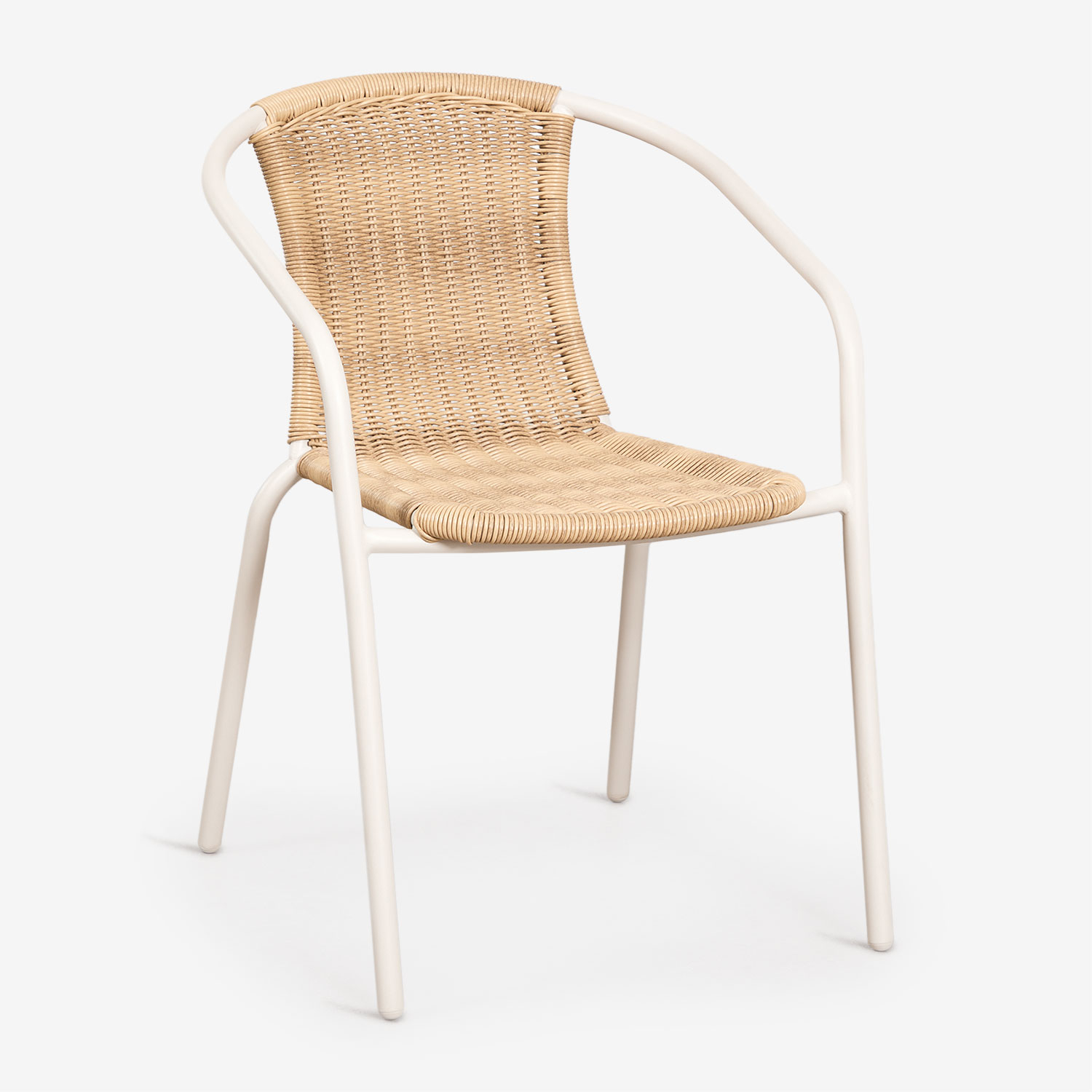 Chaise De Jardin Empilable Avec Accoudoirs En Acier Et Rotin