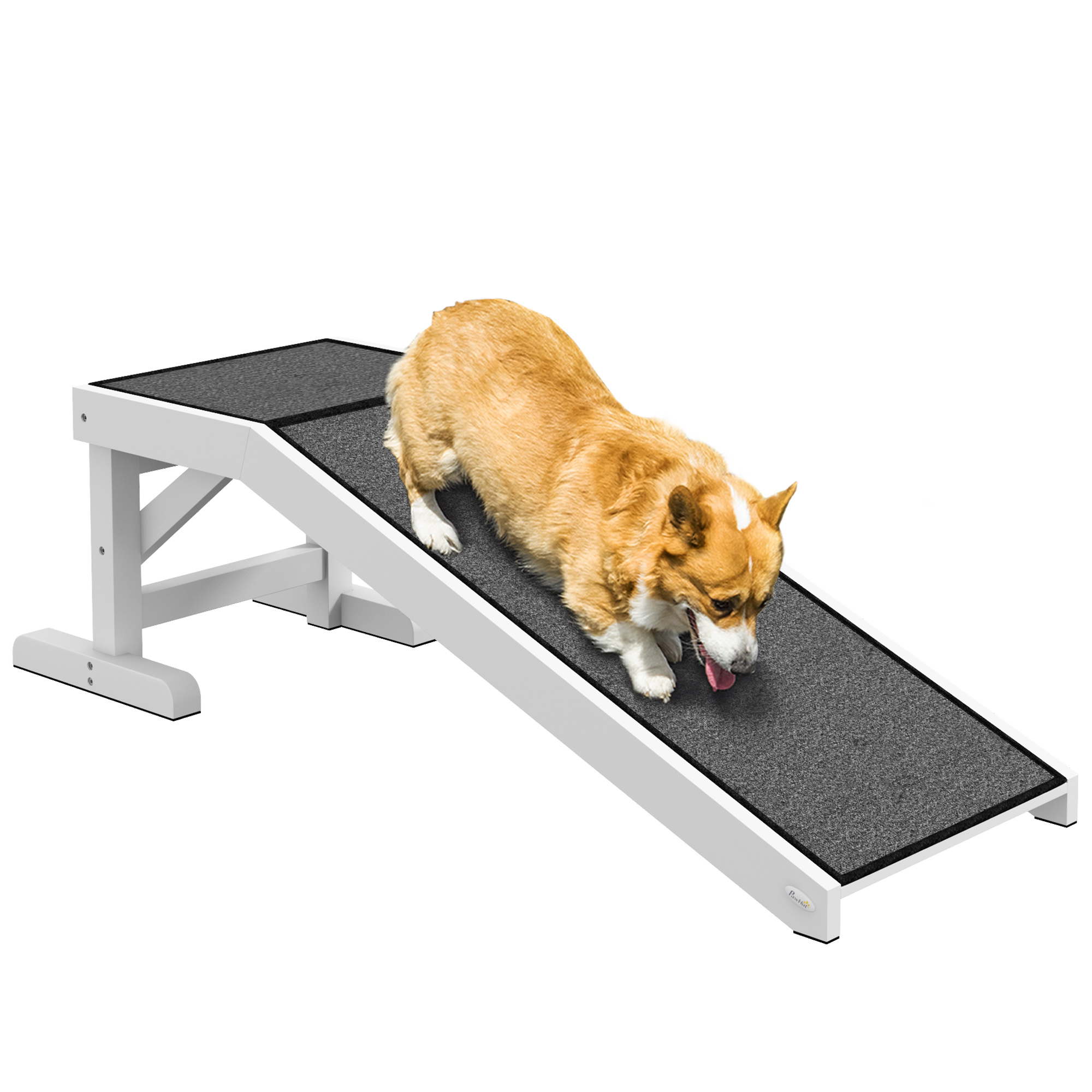 Hunderampe Hundetreppe Mit Rutschfestem Teppich, Hundeautorampe, Auto Kofferraumrampe Rutschfest Einstiegshilfe Für Kofferraum, Autos, Lkws Und Suv Bis Zu 30 Kg 125 X 40 Cm - Pawhut