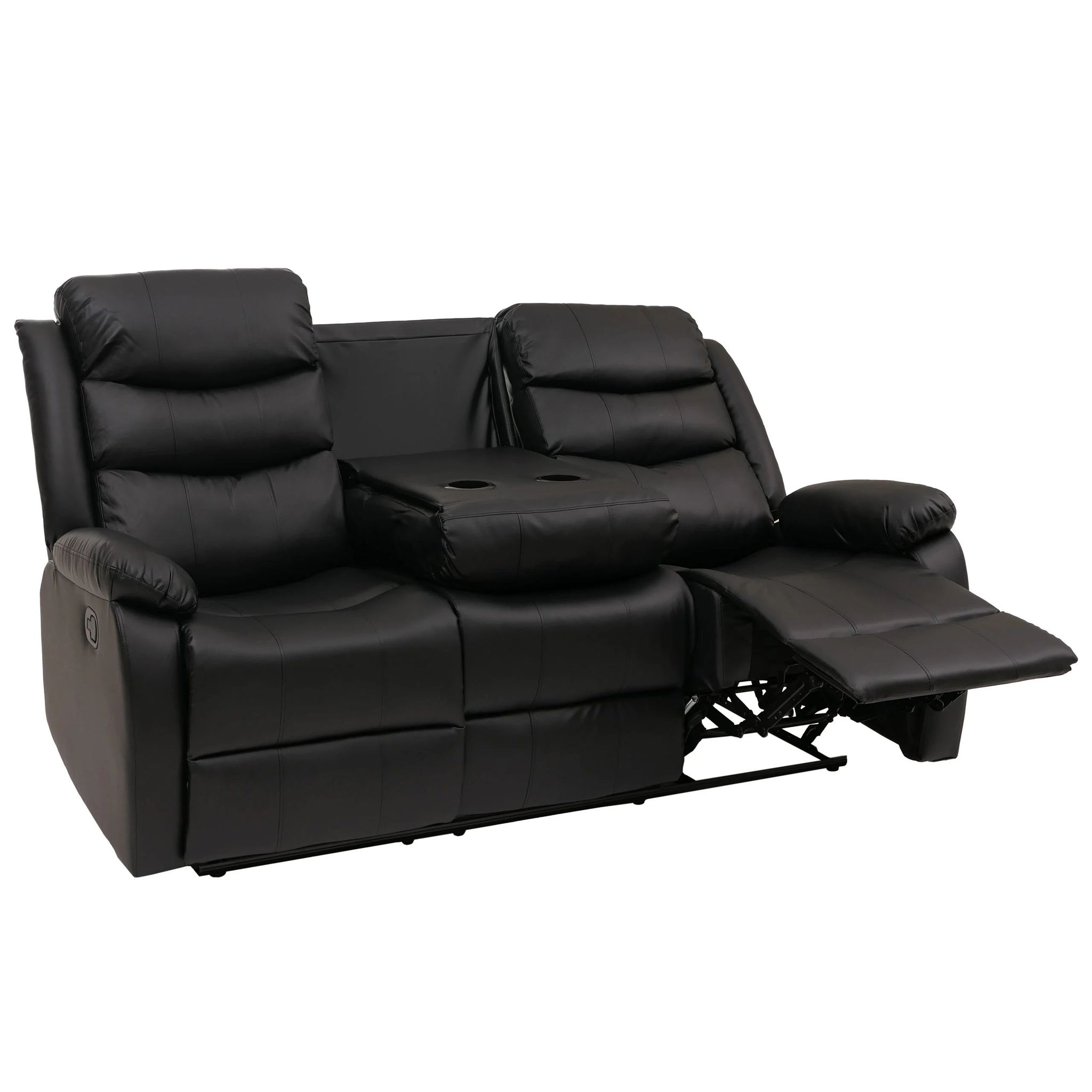 Décoshop26 – Canapé Relax 3 Places Inclinable Similicuir Noir