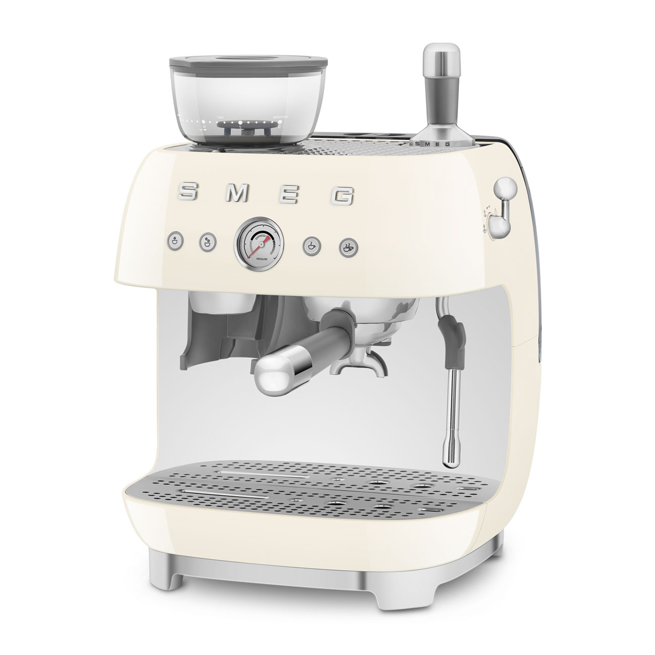 Smeg 50S Style Siebträgermaschine Mit Kaffeemühle Creme Egf03creu - Bild 8