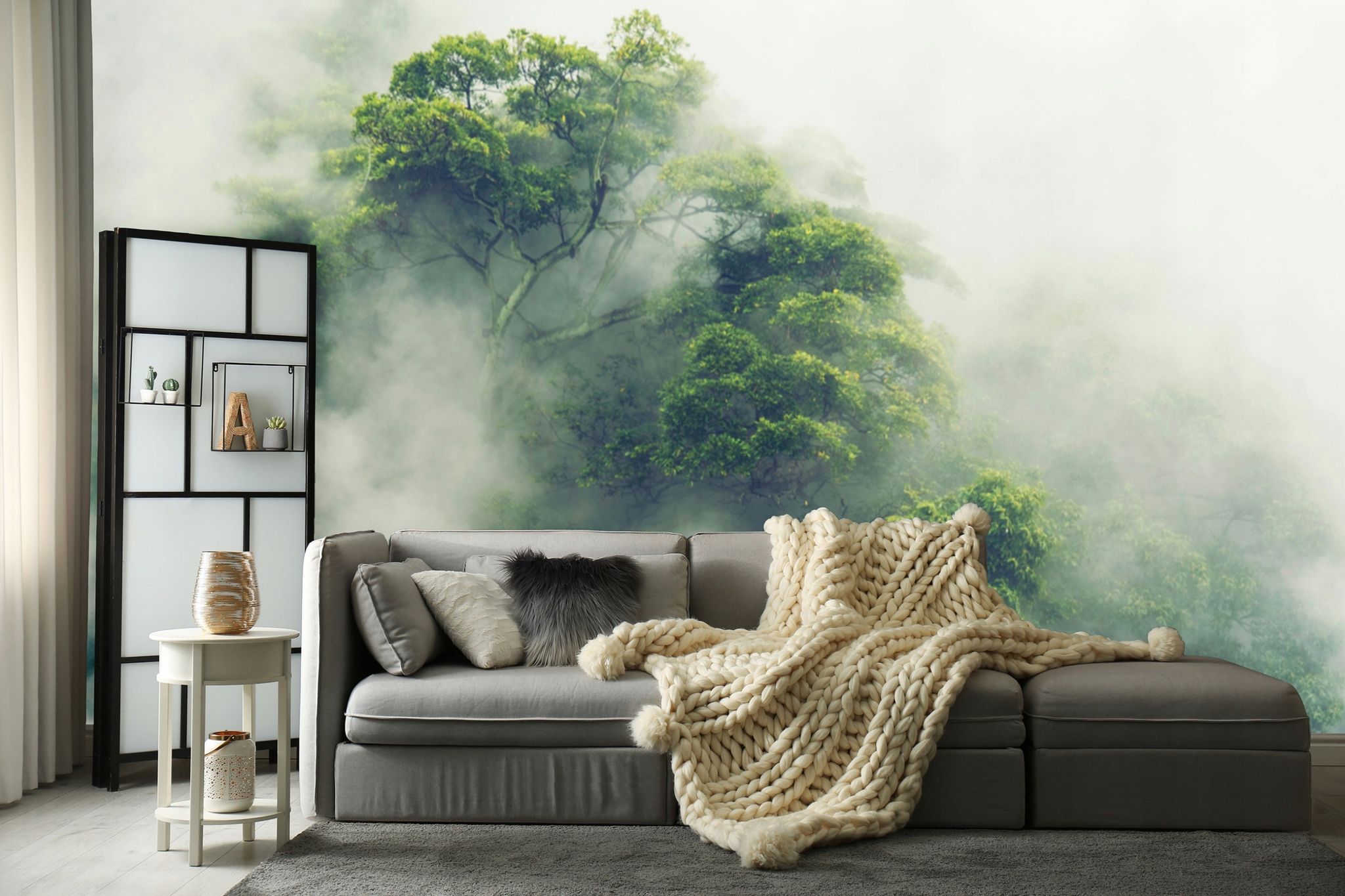 Wallarena Vlies Fototapete Wald 200x140 Cm, Tapeten, Für Wohn Und Schlafzimmer, Vliestapete Wandtapete Tapete 3d Effekt- Inkl. Kleister - Nebel Landschaft