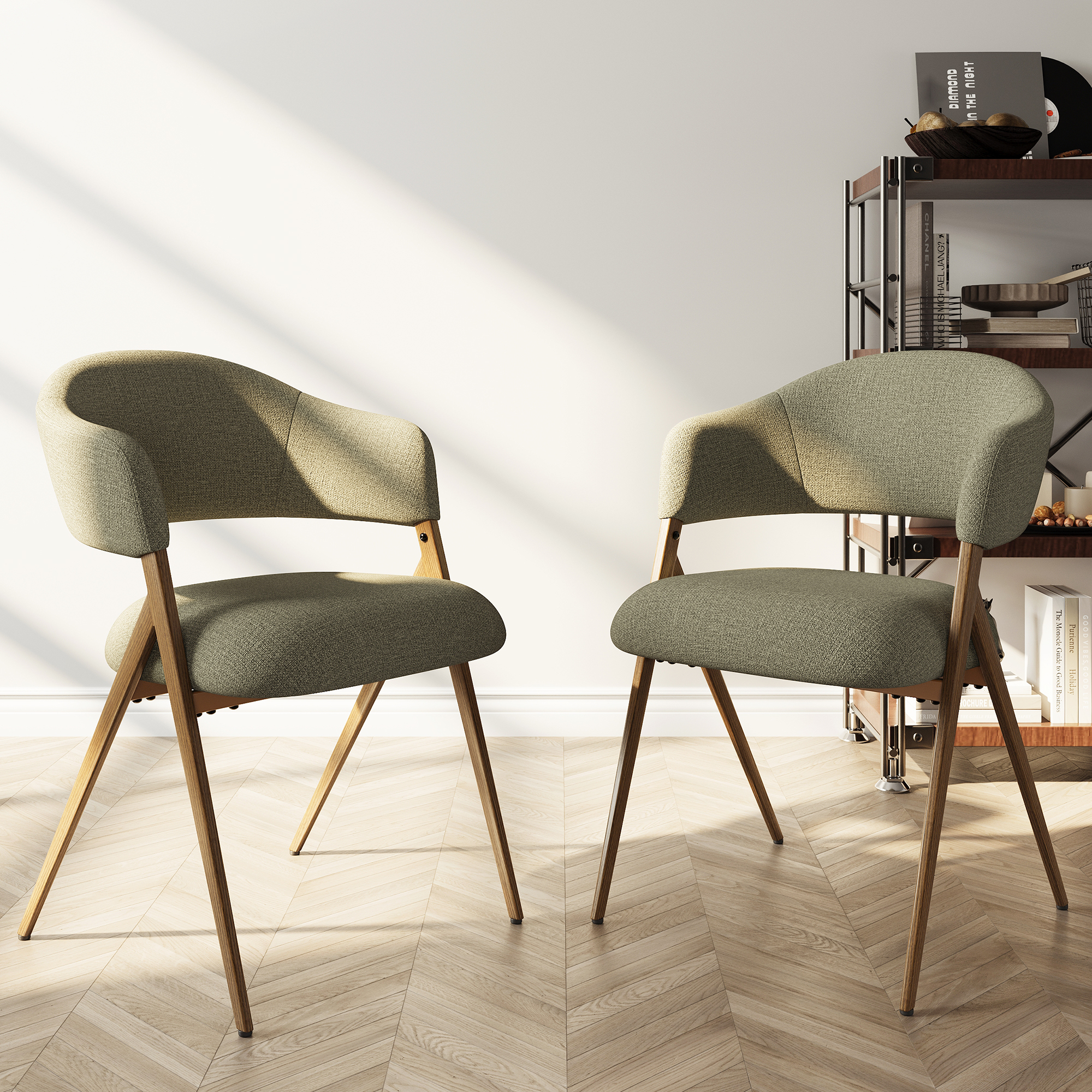Colamy – Lot De 2 Chaises De Salle À Manger – Tissu Vert, Design Ergonomique Vintage – Assise Confortable, Structure En Métal Robuste
