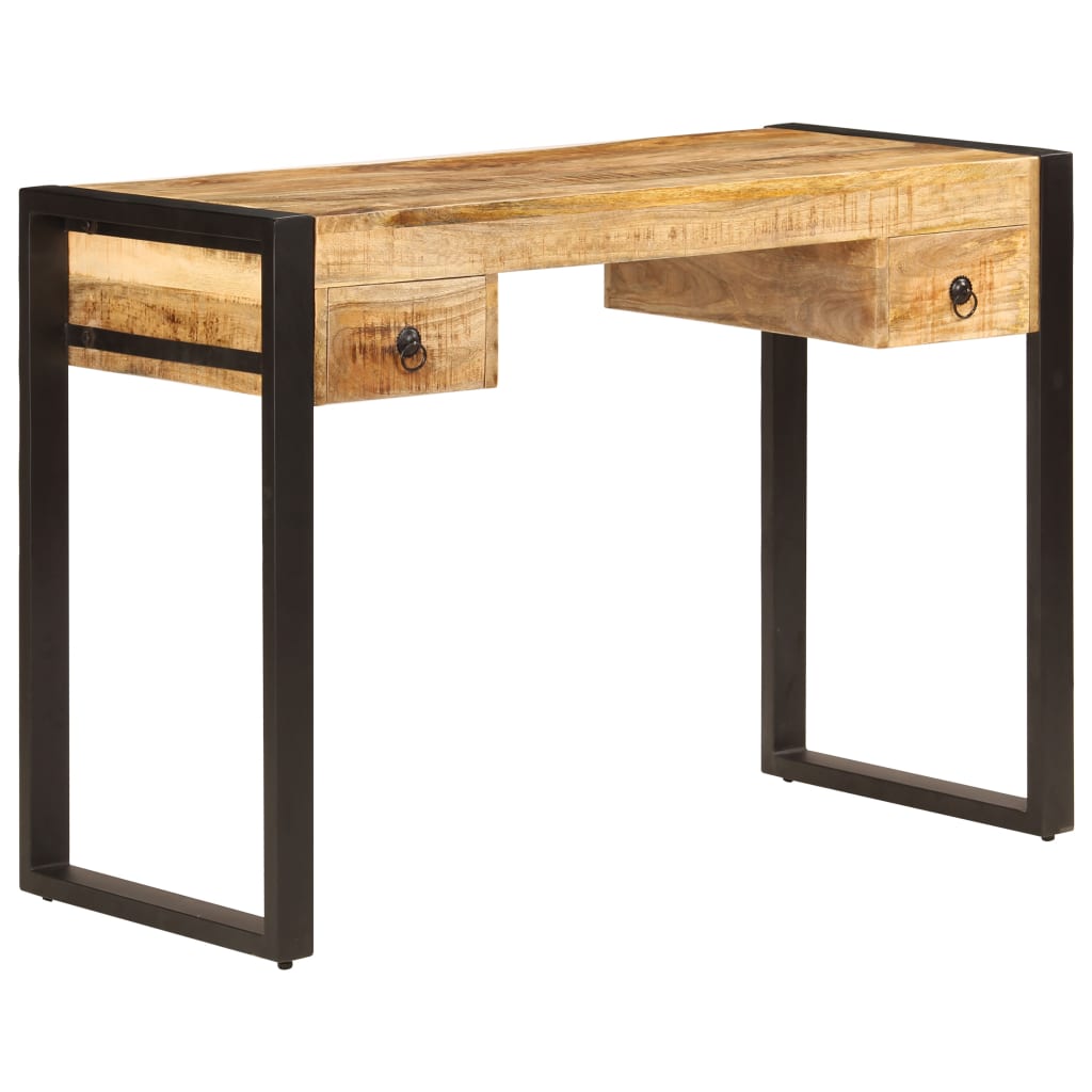Desk With 2 Drawers 110x50x77 Cm Solid Mango Wood Vidaxl