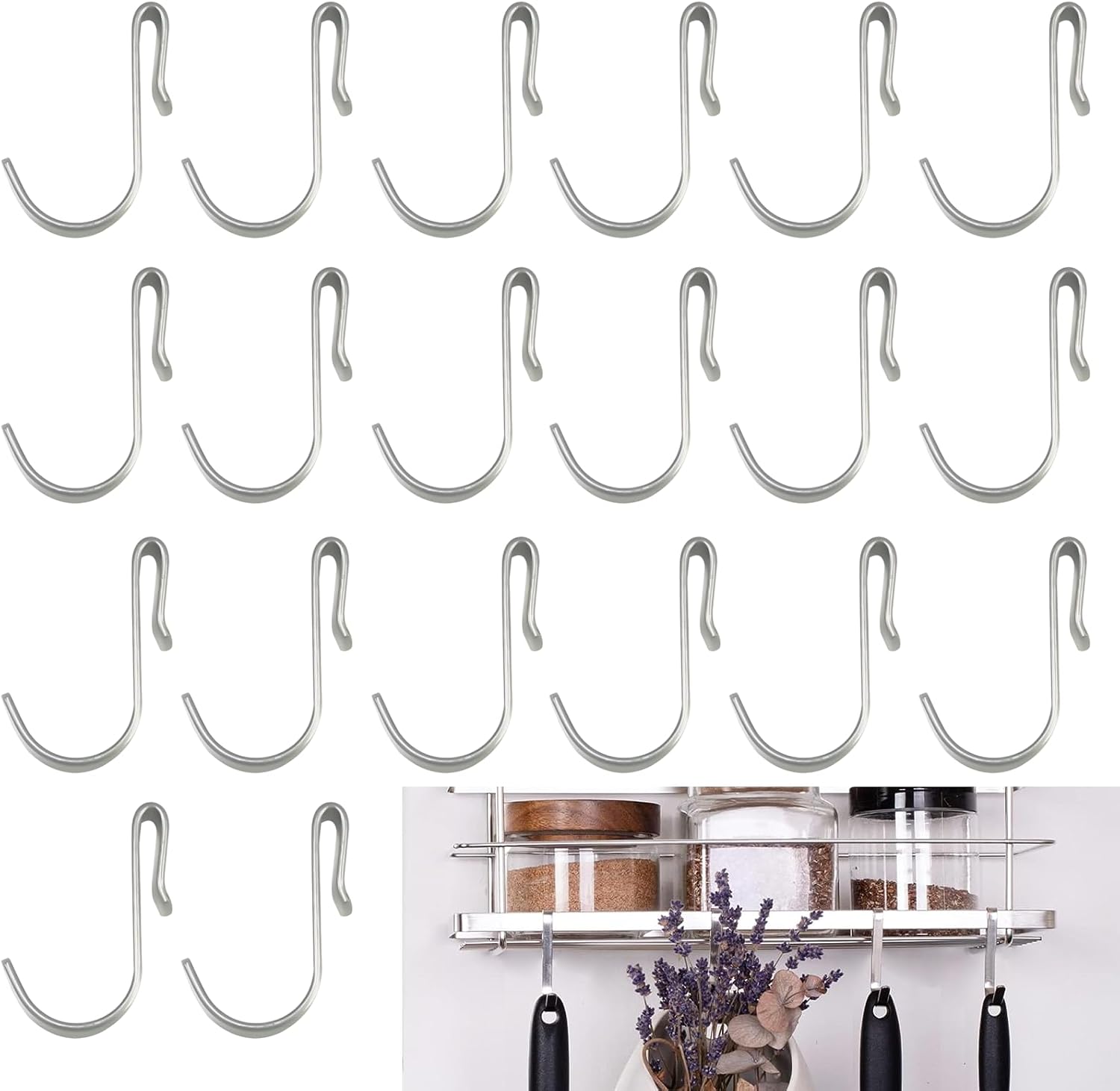 Crochets en S plats en acier inoxydable, mini crochets de suspension, lot de 20