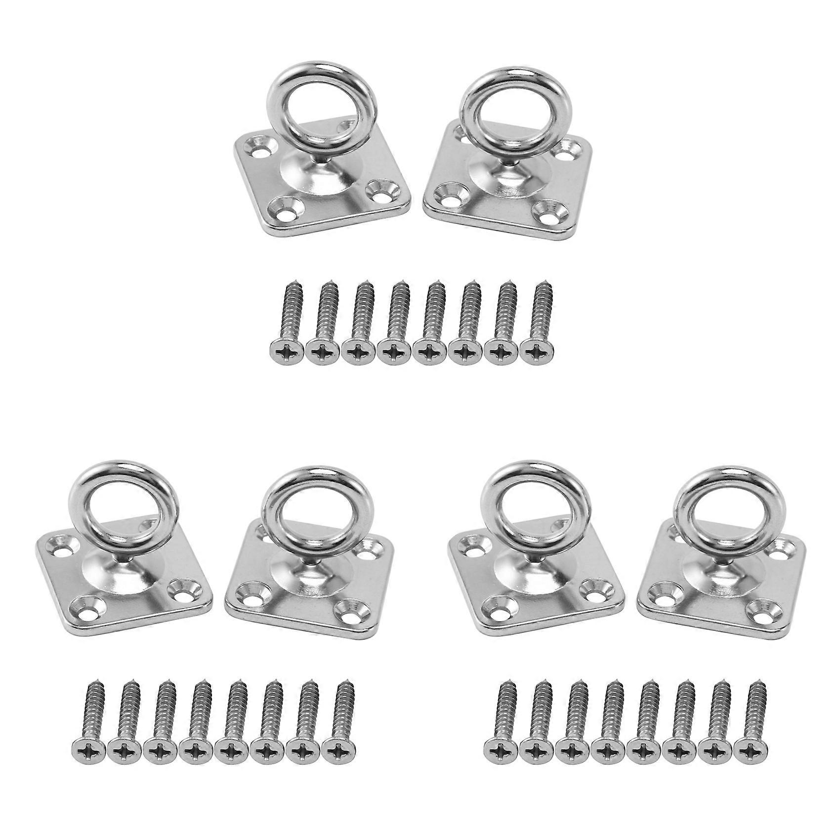 Crochet à œil carré rotatif en acier inoxydable, base 35 mm, lot de 6