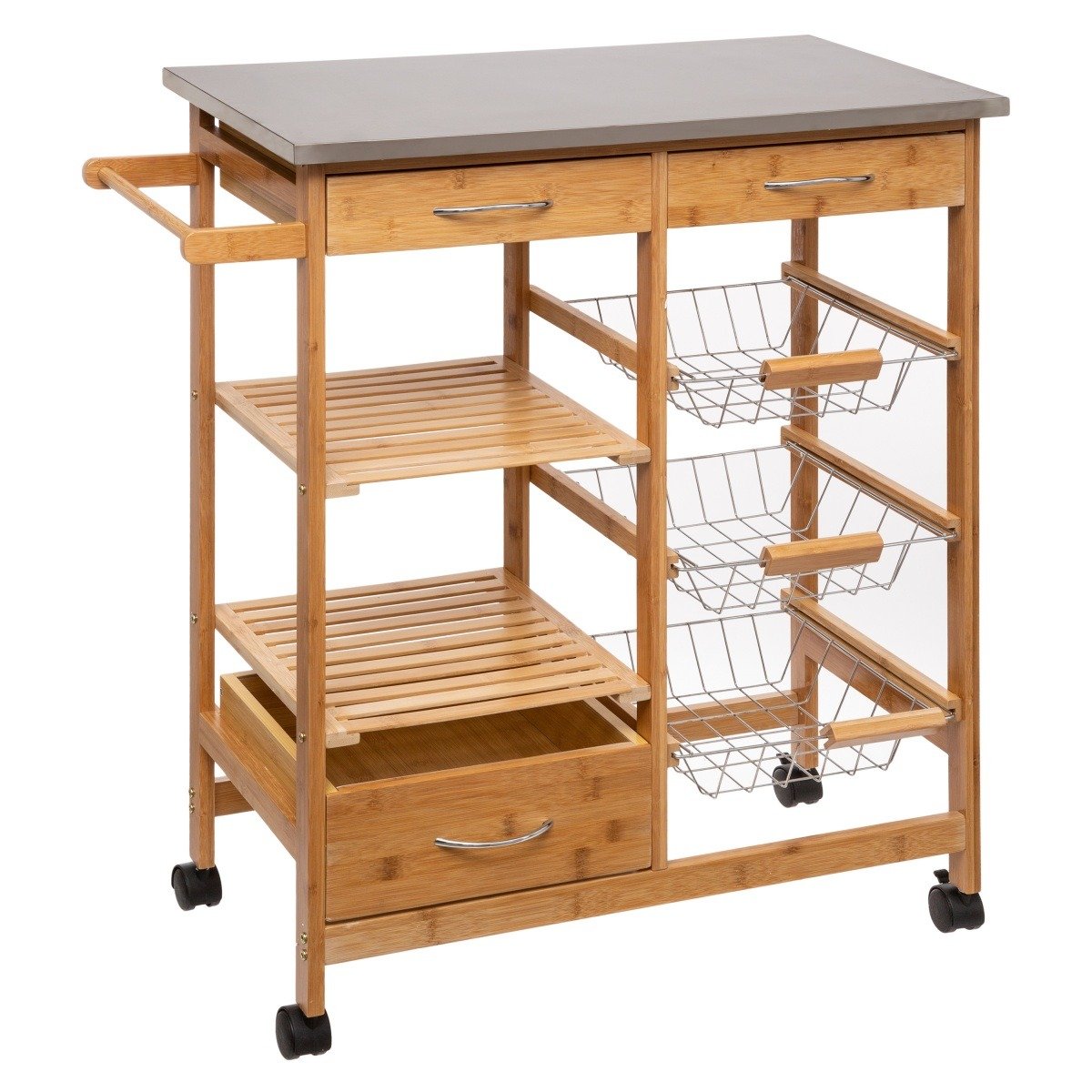 5Five Simply Smart Braun - Küchenwagen Mit Rollen, Servierwagen Aus Bambus, 37 X 76 X 86 Cm