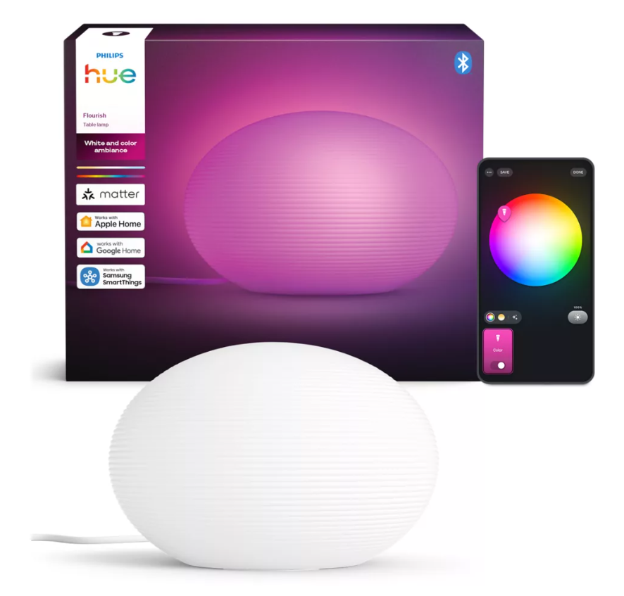 Philips Hue Flourish Tischleuchte, LED Leuchte, neue Generation | Weißes und farbiges Licht, 16 Mio. Farben, Dimmbar, Indirekte Beleuchtung, Smart Home, App- und Sprachsteuerung - Bild 4