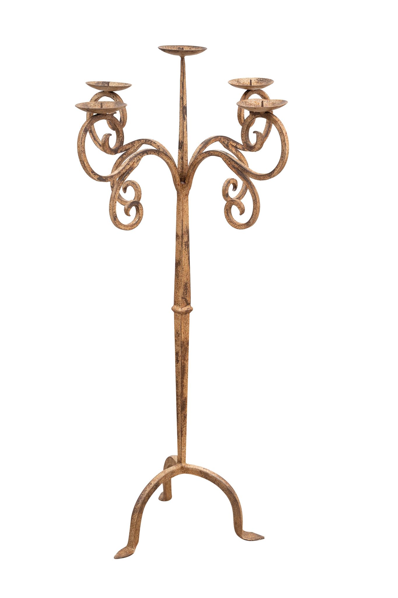 Biscottini - Kerzenständer Aus Schmiedeeisen Handgefertigt Antik-Cremefarben L49xpr49xh94 Cm 8057271071453