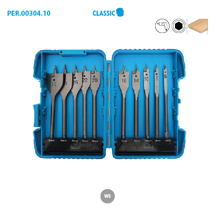 Coffret de 10 mèches plates à bois à queue hexagonale — photo de l’offre ManoMano