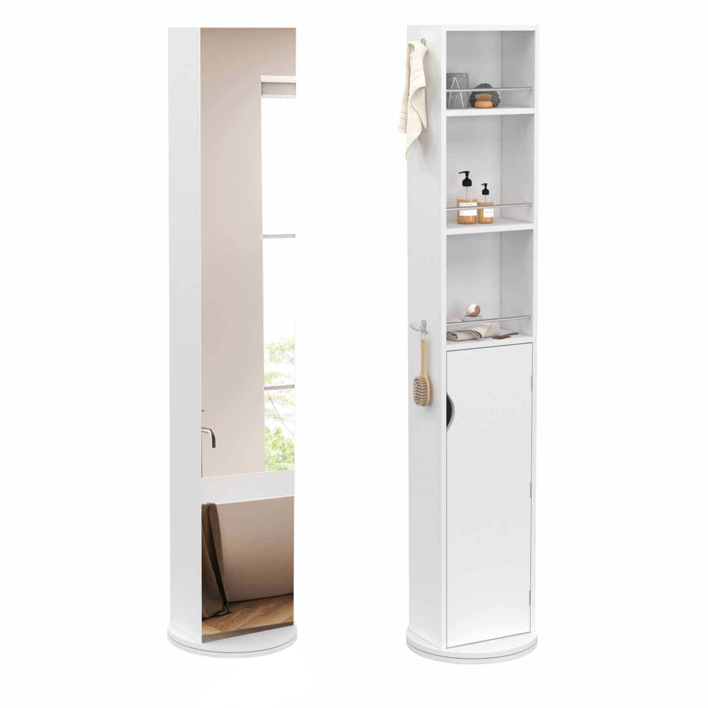 Idmarket - Meuble Colonne Pivotante De Salle De Bain Avec Miroir
