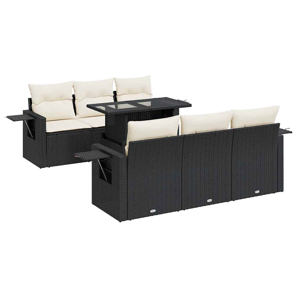 Vidaxl Set Divani Da Giardino Con Cuscini 7pz Nero Polyrattan