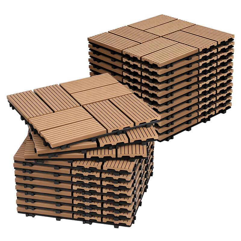 Wolketon 55 Pezzi Piastrelle Wpc A Incastro Con Drenaggio, Antiscivolo E Robuste Per Spa, Sauna E Bordo Piscina Teak