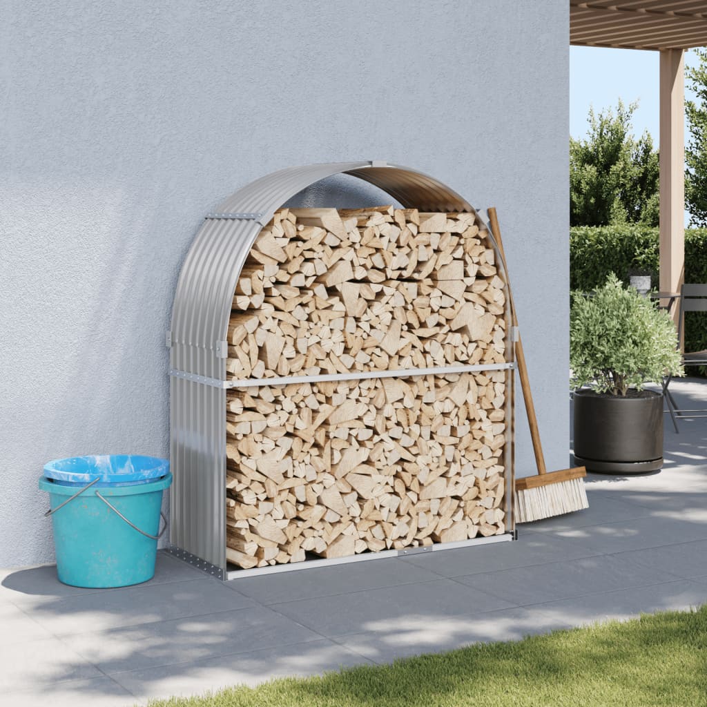 Log Holder Light Grey 120x45x140 Cm Galvanised Steel Vidaxl