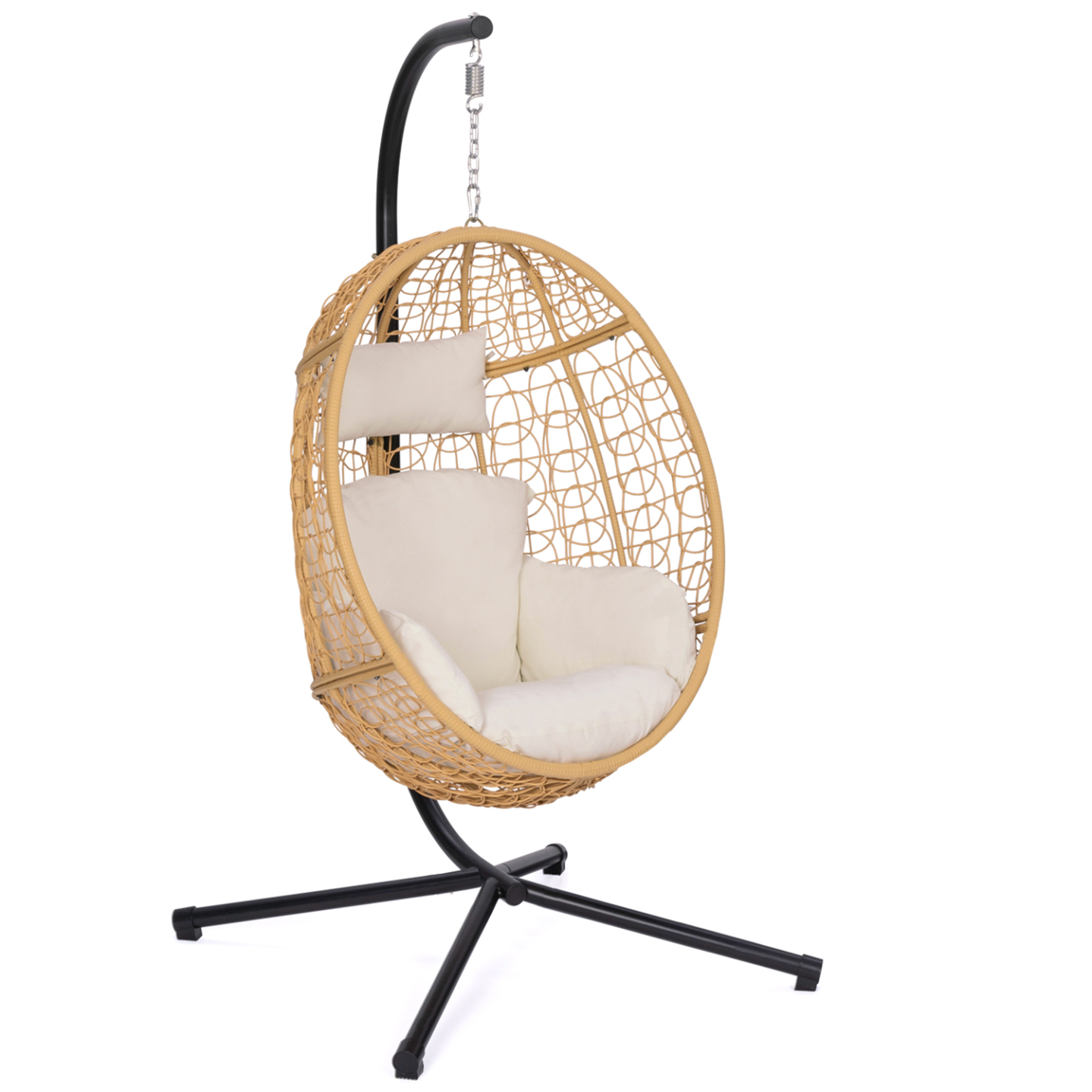 Idmarket - Fauteuil Oeuf Suspendu Ajouré Effet Rotin Avec Coussin Écru