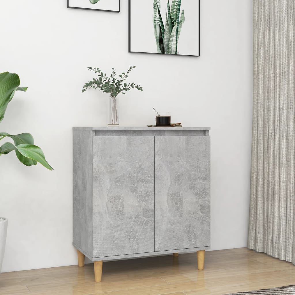 Vidaxl – Buffet Scandinave En Bois D'Ingénierie – Pieds En Bois Massif – Couleur Gris Béton – Dimensions 60x35x70 Cm – Rangement Optimisé