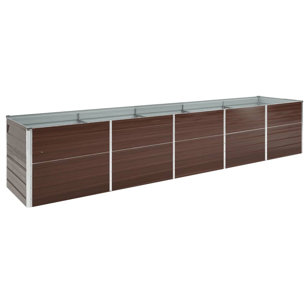 Garden Raised Bed Galvanised Steel 400x80x77 Cm Brown Vidaxl