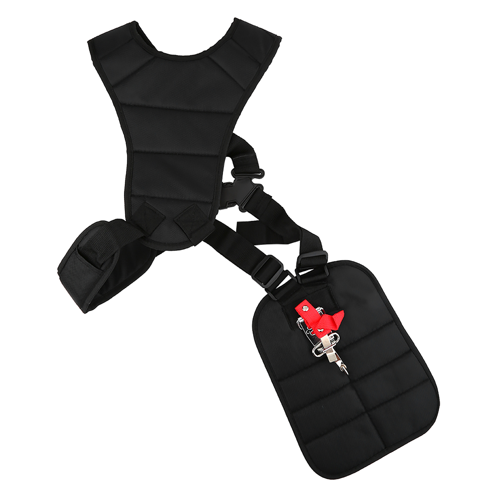 Harnais à double épaule rembourré en nylon, sangle réglable pour débroussailleuse et tondeuse, noir