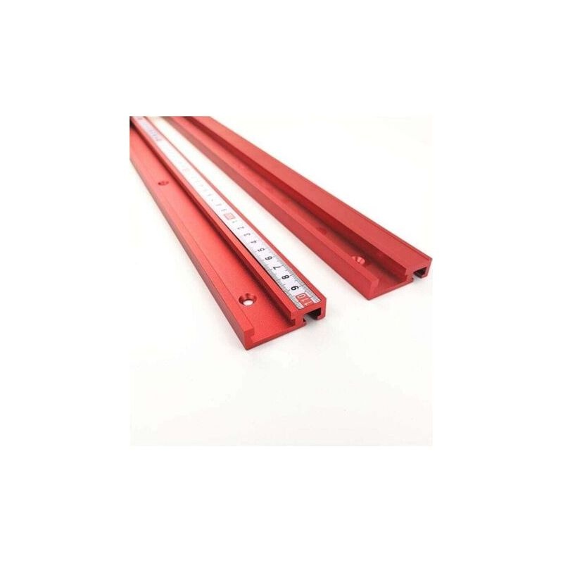 Poussoir de glissière en aluminium 45 mm avec rail en T de 400 mm, rouge, pour scie circulaire à table et table de toupie
