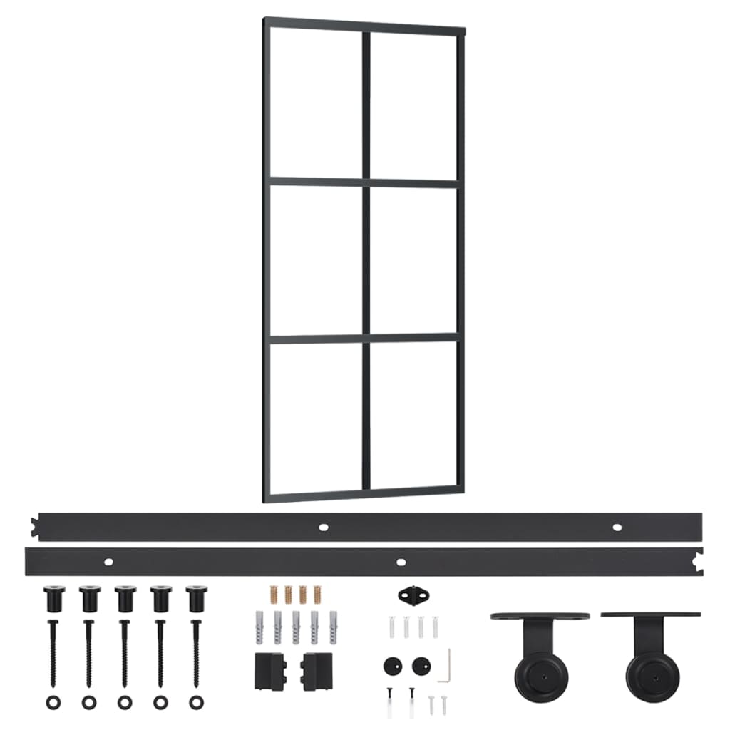 Vidaxl - Sliding Door With Hardware Set Esg Glass&aluminium 90x205 Cm