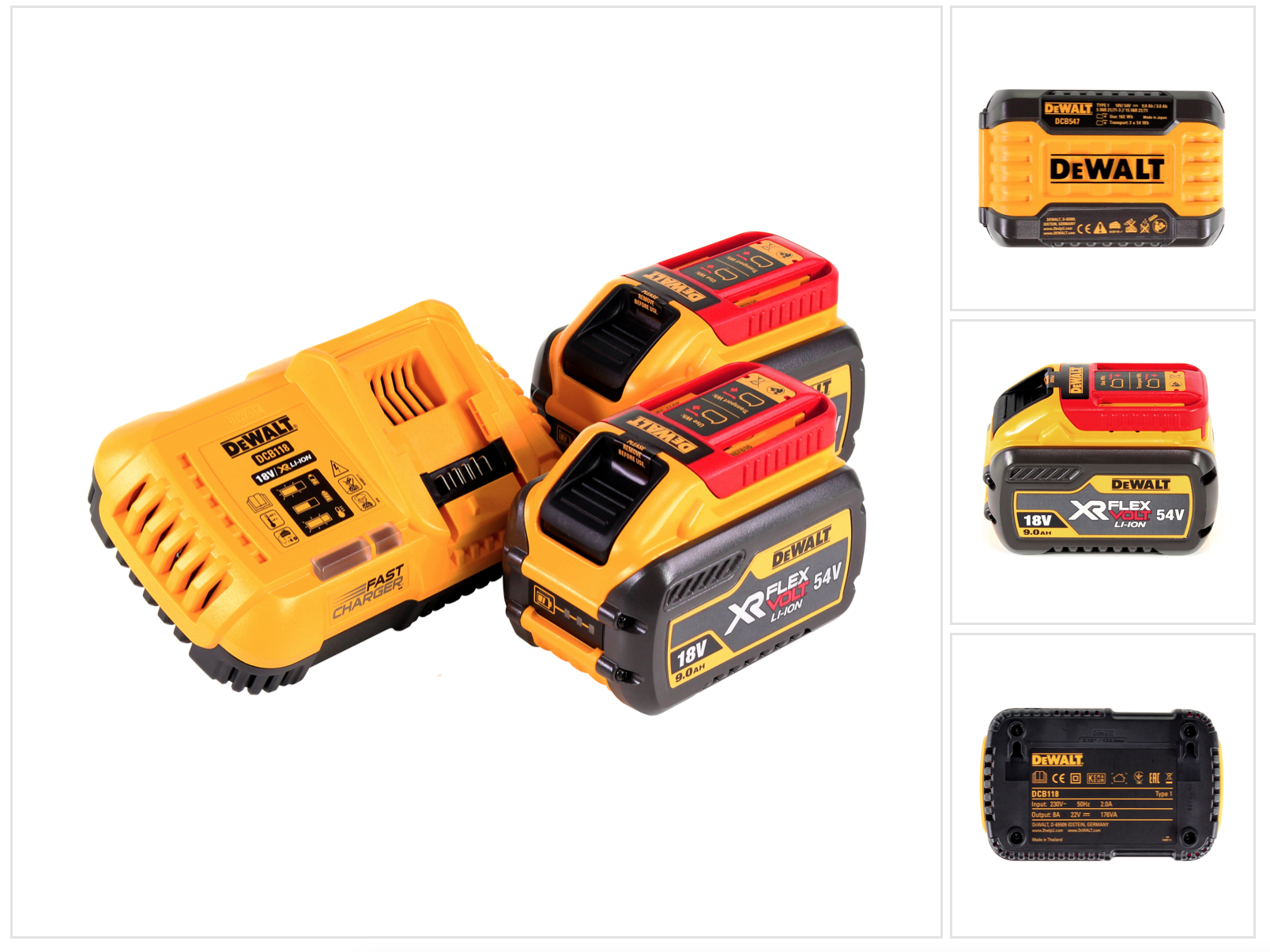Dewalt - Akku Starterset Dcb118x2 Flexvolt 2X Akku 9Ah 18/54 V Mit Ladegerät