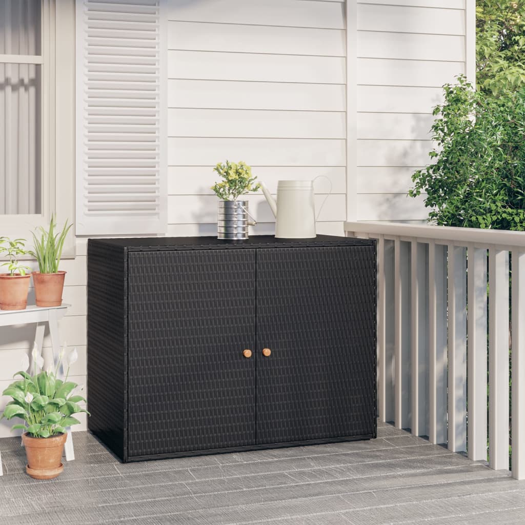 Armoire De Rangement Jardin Noir 100x55,5x80 Cm Résine Tressée Vidaxl