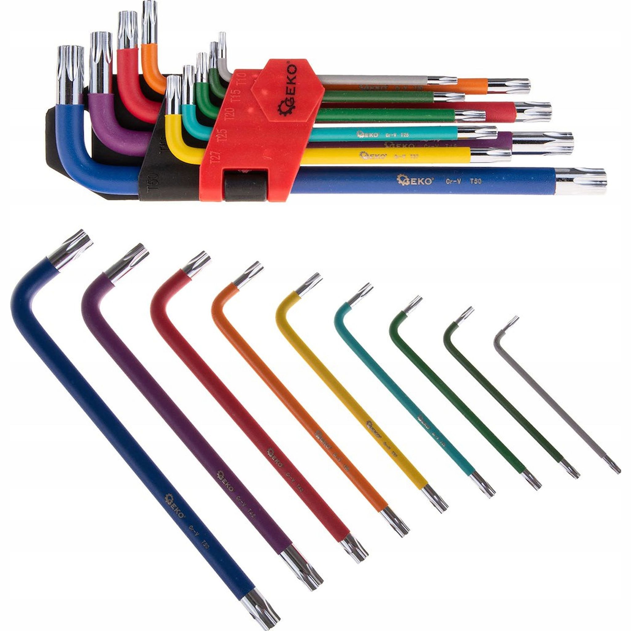 Import Geko Crv Farbige Torx-schlüssel T10-t50 9-teiliges Set G01709