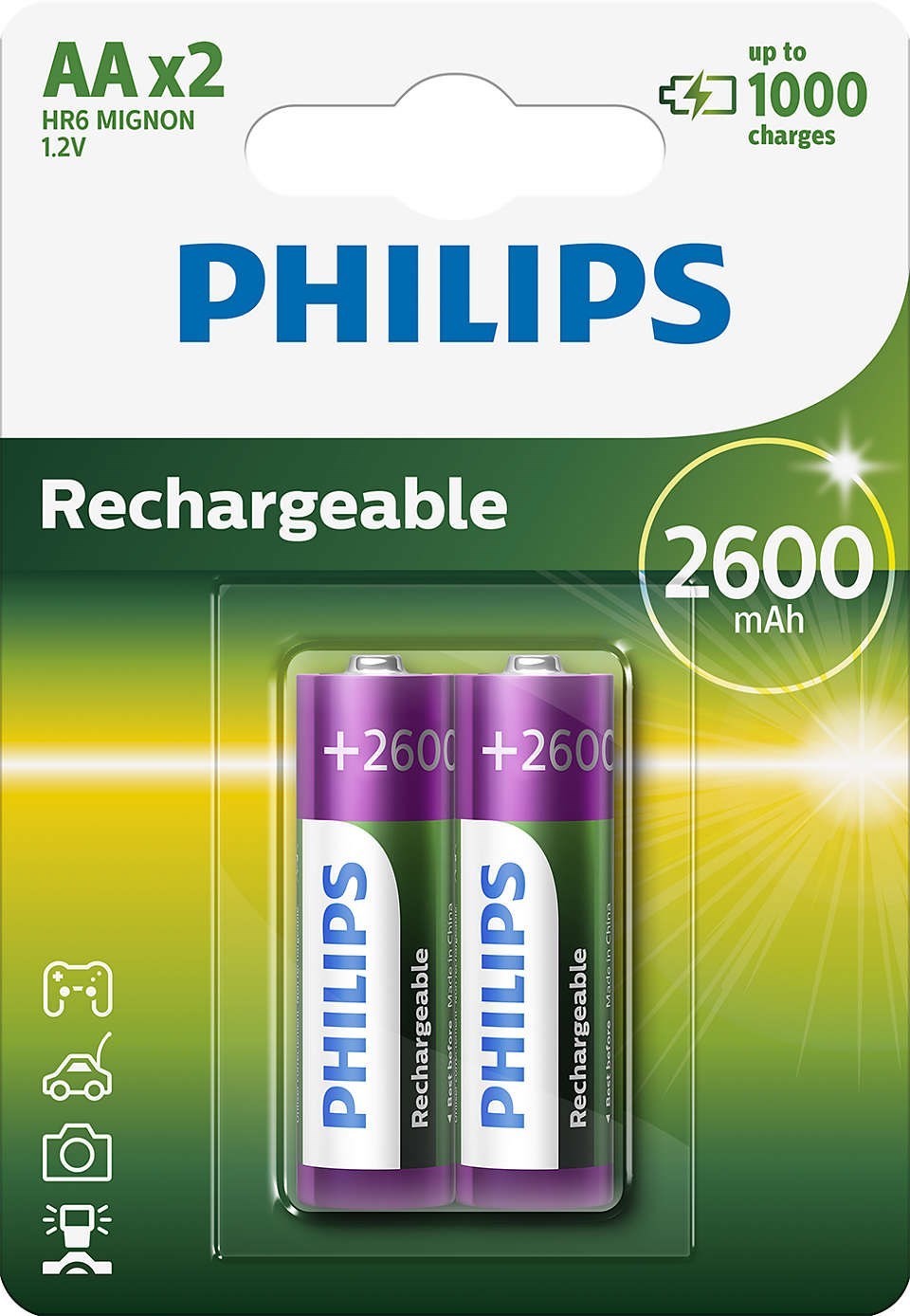 Philips Rechargeables Akku R6B2A260/10, Wiederaufladbarer Akku, Nickel-Metallhydrid (NiMH), 1,2 V, 2600 mAh, 2 Jahr(e), 78 g - Bild 4