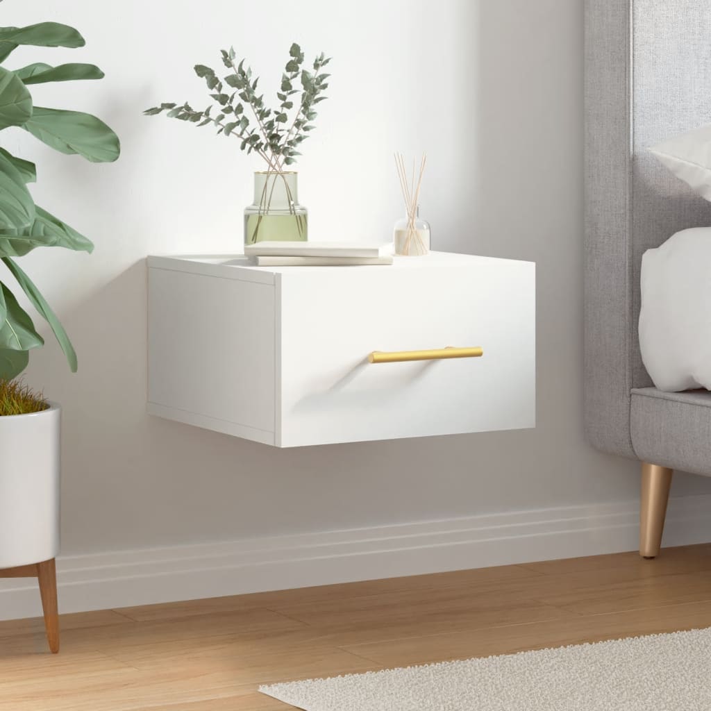 Table De Chevet Murale-table De Nuit Suspendue Blanc 35x35x20 Cm 951830
