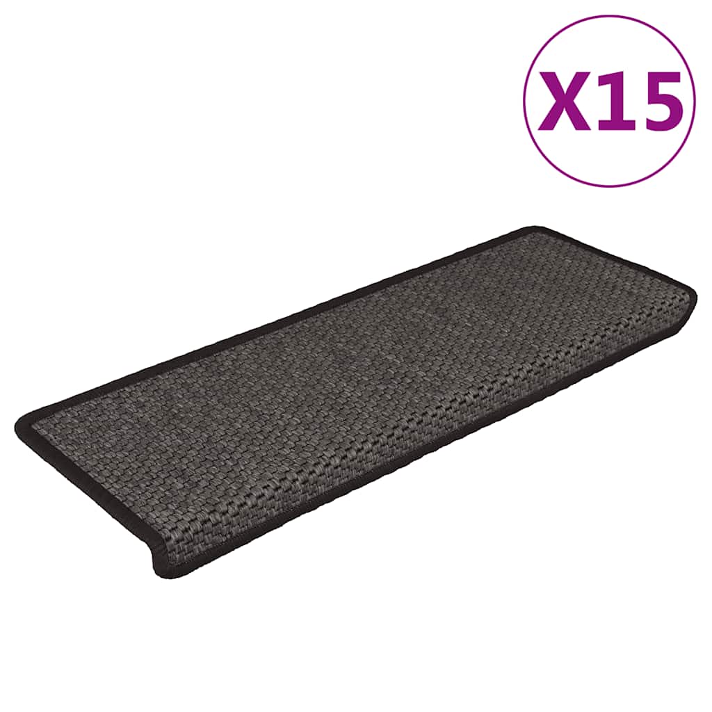 Tappeti Autoadesivi Scale Aspetto Sisal 15pz 65x21x4 Antracite Vidaxl
