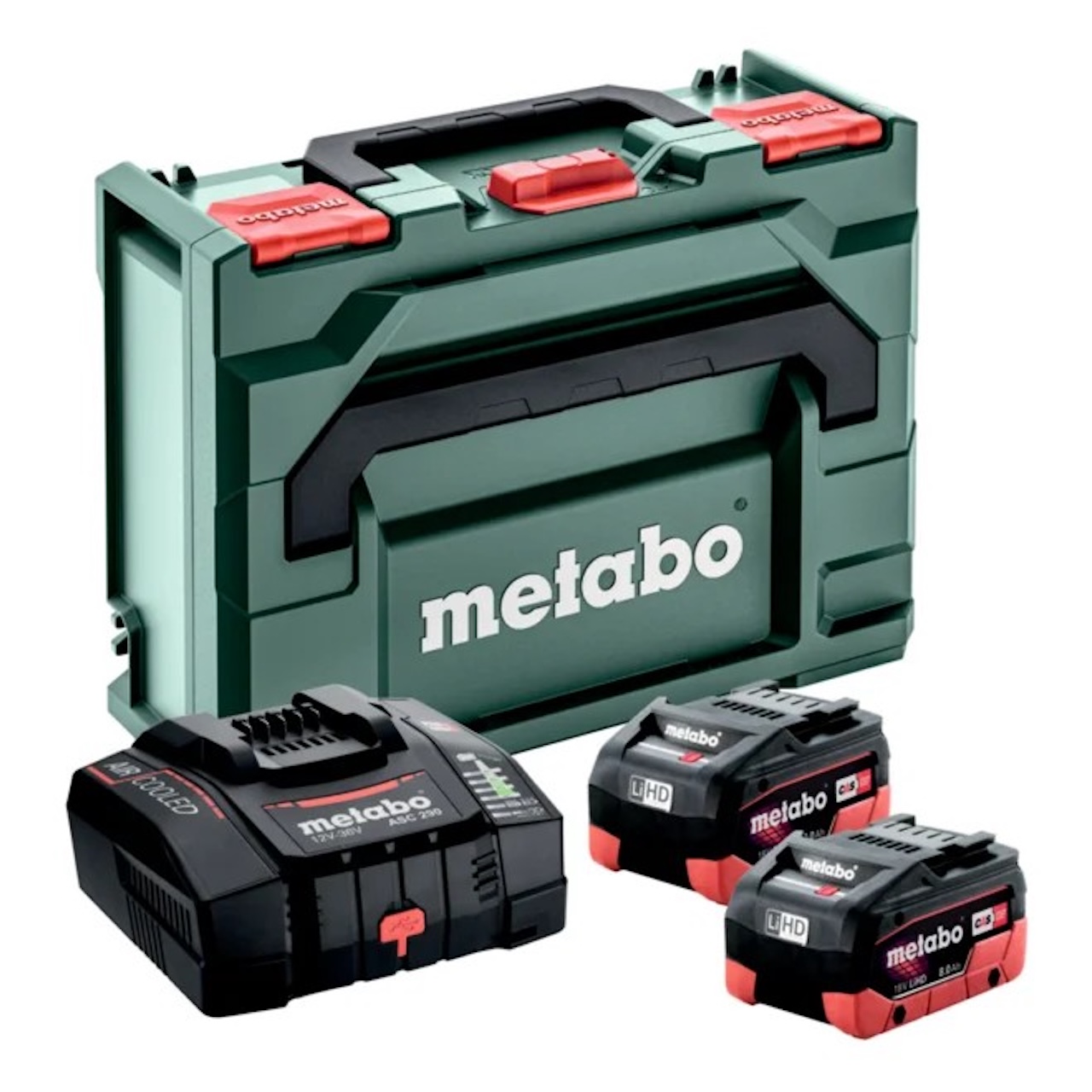 Metabo Basis-Set 2 x LiHD 8.0 Ah + ASC 290 + metaBOX 145