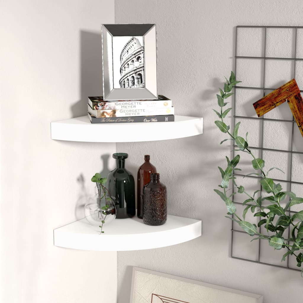 Vidaxl Weiß Eck-Schweberegale 2 Stk. 25X25x3,8 Cm Mdf