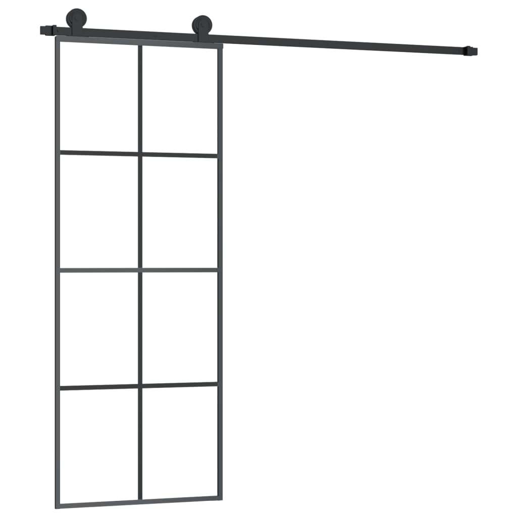 Vidaxl - Sliding Door With Hardware Set 76x205 Cm Esg Glass&aluminium
