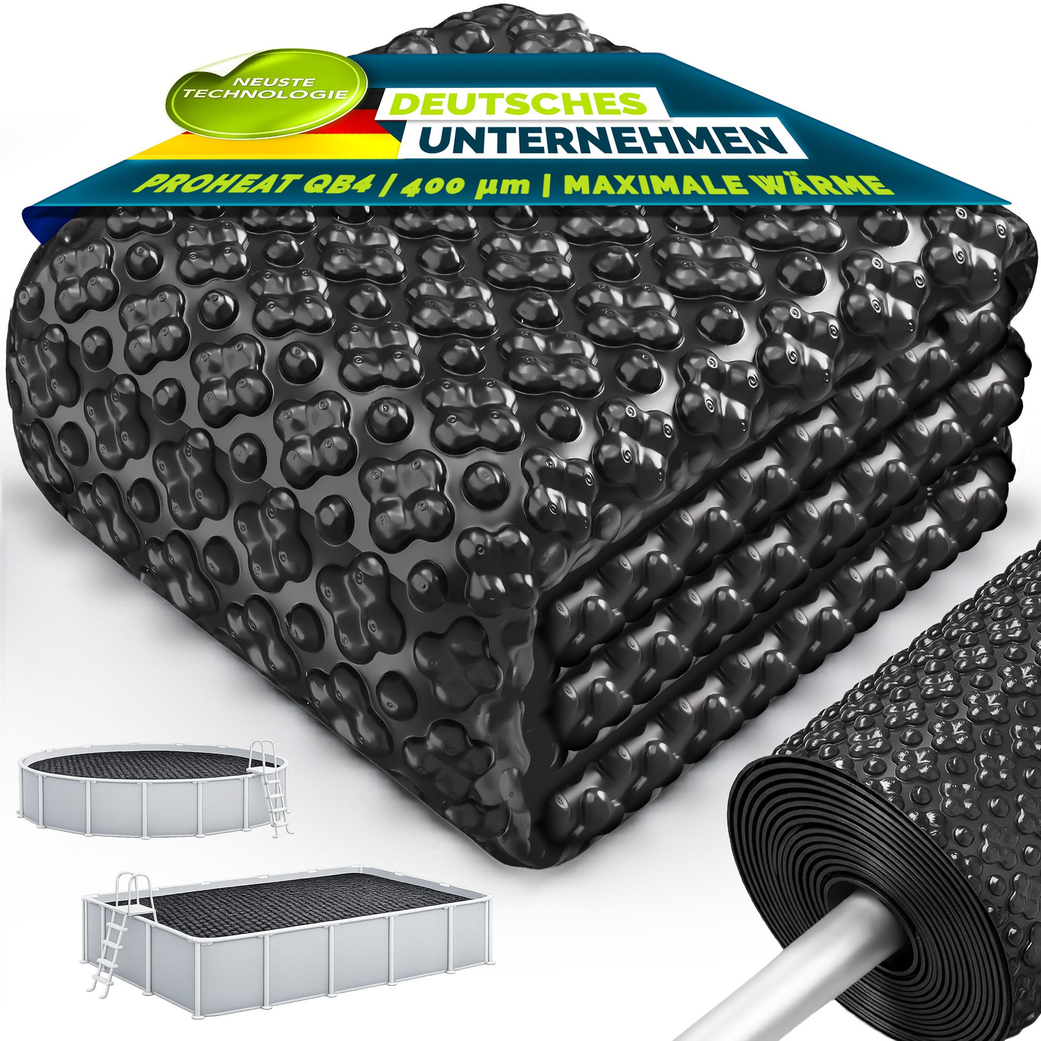 Tillvex® Elite Pool Solarfolie 400 Μm Rechteckig 800x500 Cm Premium Solarplane Proheat Qb4 Wärmeplane Zuschneidbar Solarabdeckplane Zuschneidbar