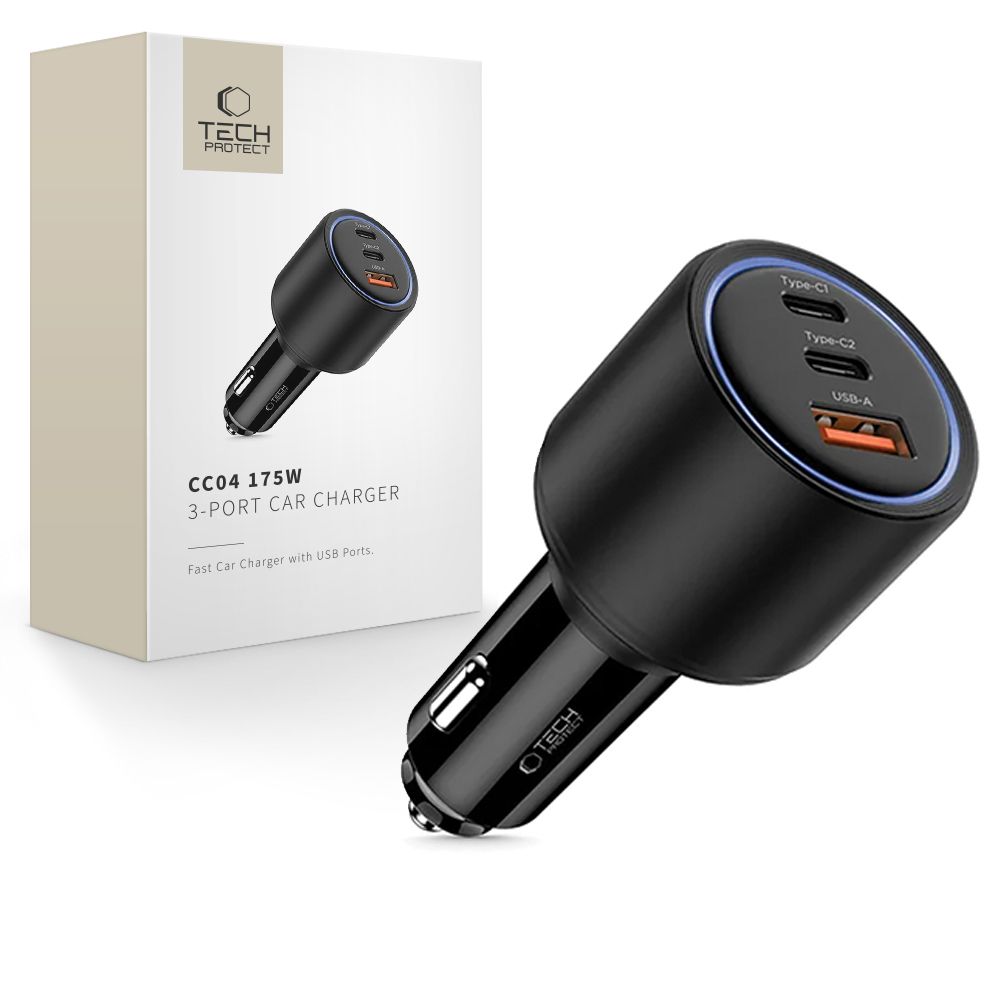 Oem Tech-Protect Cc04 3-Port-Kfz-Ladegerät Pd175w Schwarz