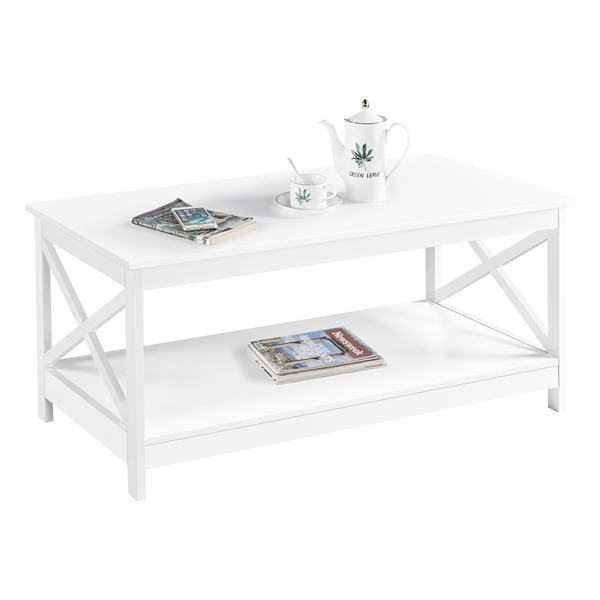 Yaheetech - Table Basse De Salon En Bois Moderne Pied X Avec 1 Étagère