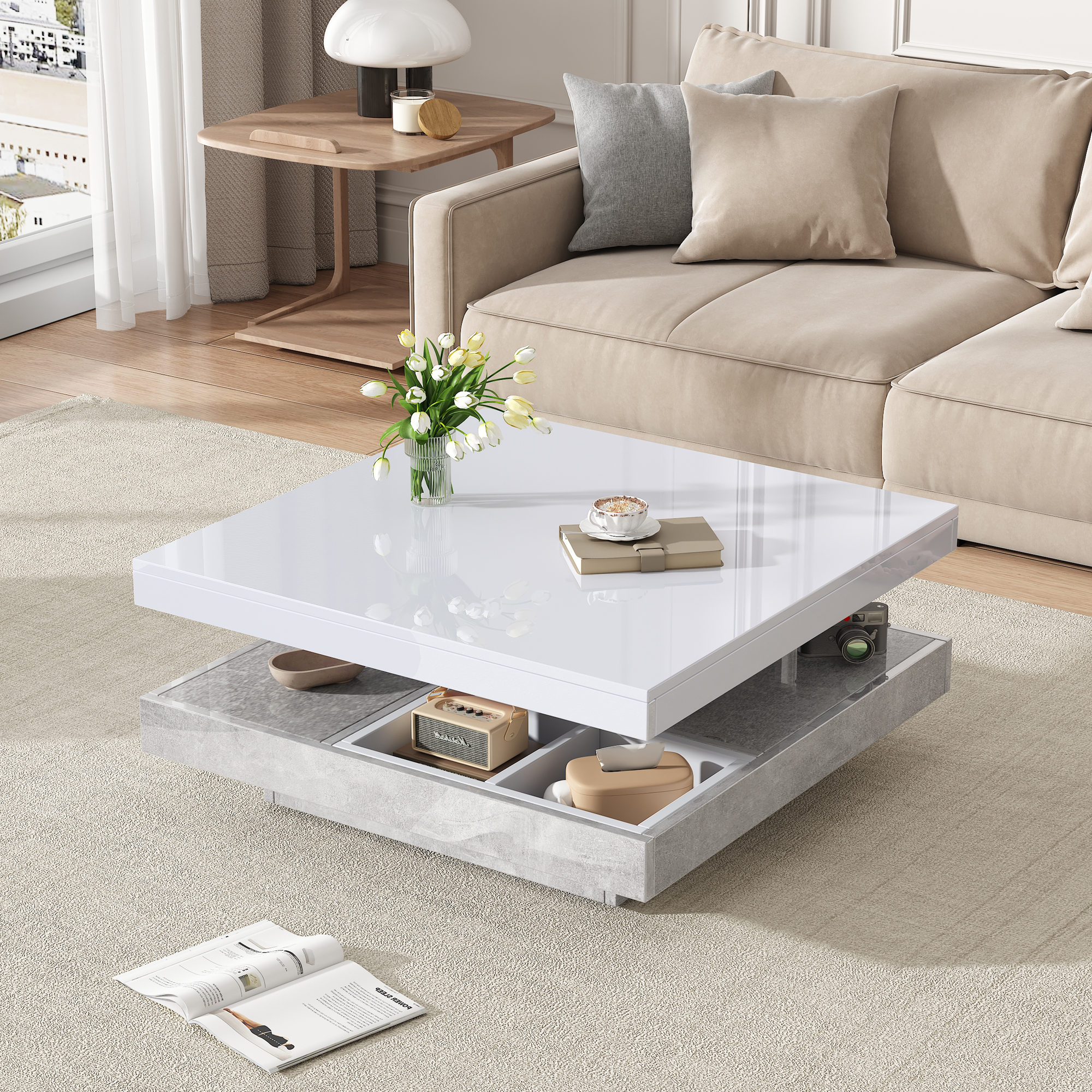 Okwish - Table Basse Blanche Brillante