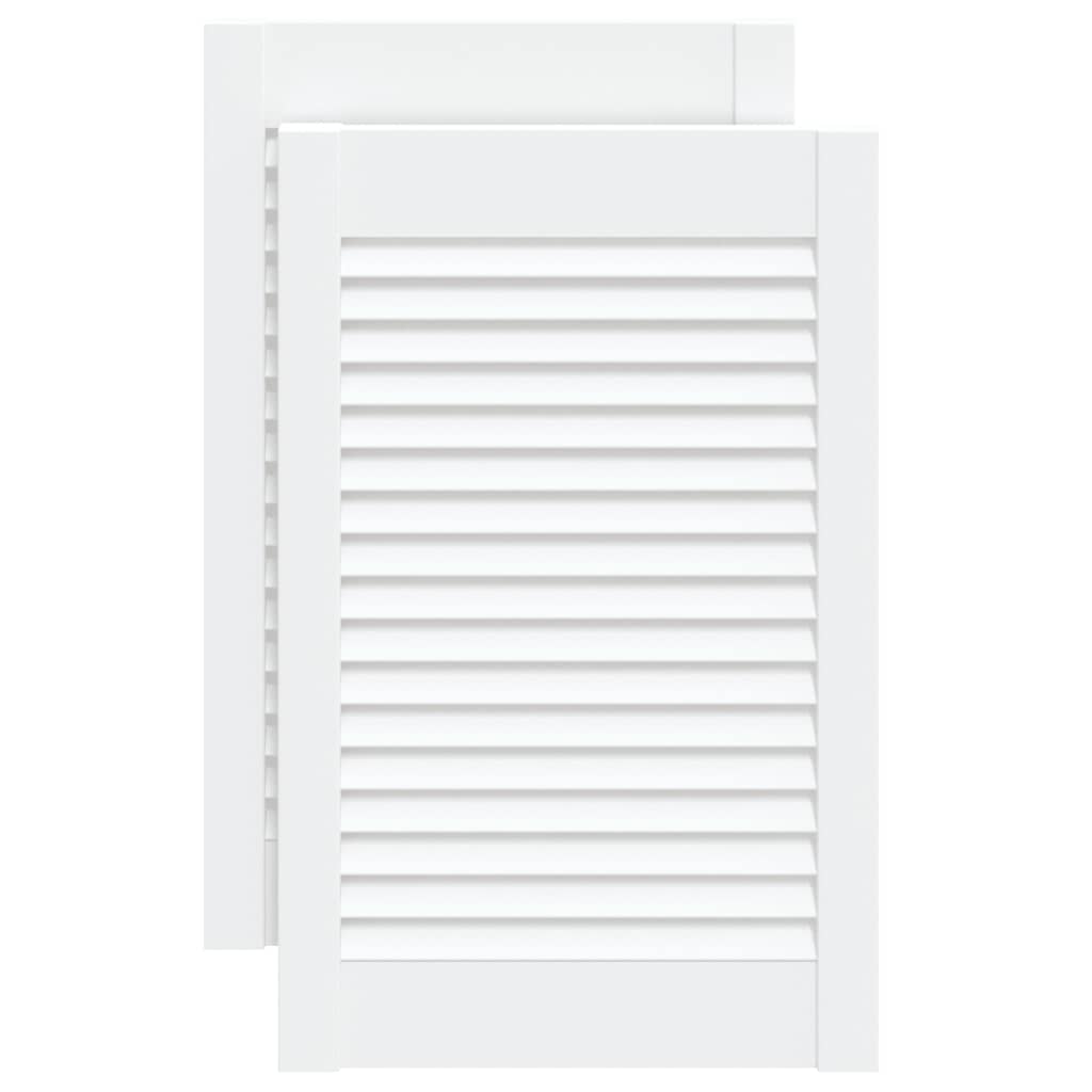 Cabinet Doors Louvred Design 2 Pcs White 61.5x39.4 Cm Solid Wood Pine Vidaxl