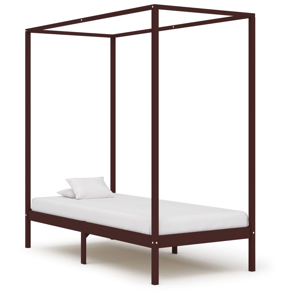 Vidaxl - Cadre De Lit À Baldaquin Marron Foncé Pin Massif 90 X 200 Cm
