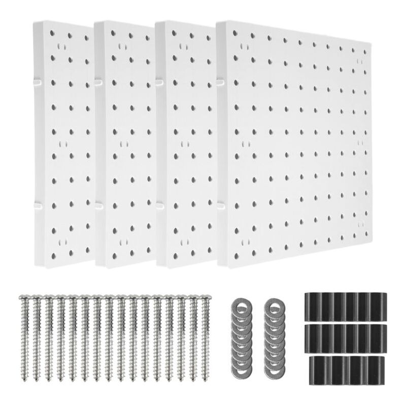 Panneau perforé mural ABS 10 x 10 pouces, 4 pièces épissables, charge 5 à 15 lb