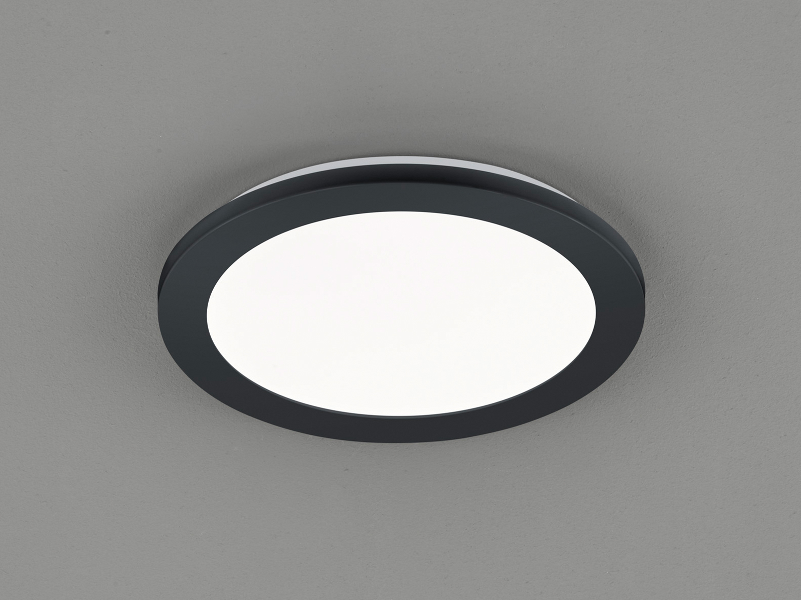 Trio - Dimmbare Led Deckenleuchte Camillus Flache Badezimmerlampe Ø26cm Schwarz Ip44