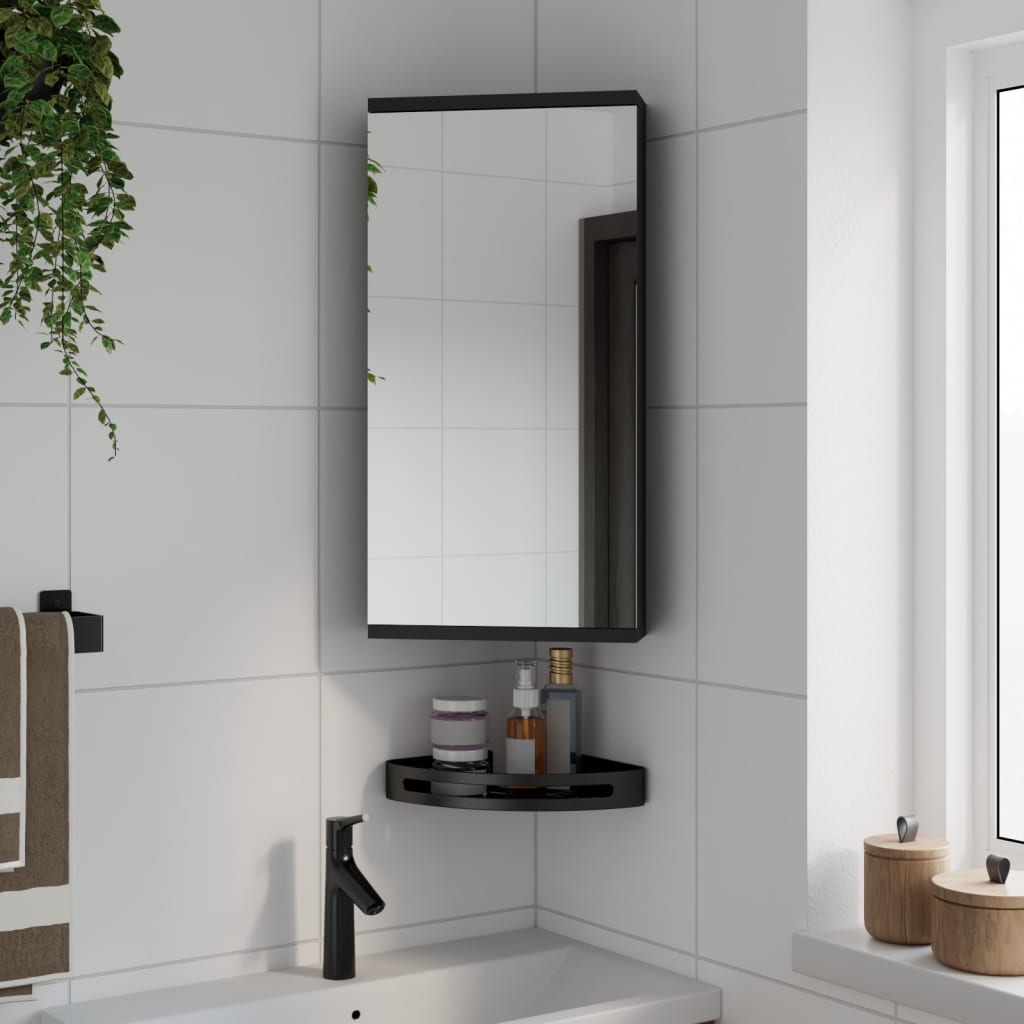 Armoire De Bain À Miroir D'Angle Noir 30x24x60 Cm - Vidaxl