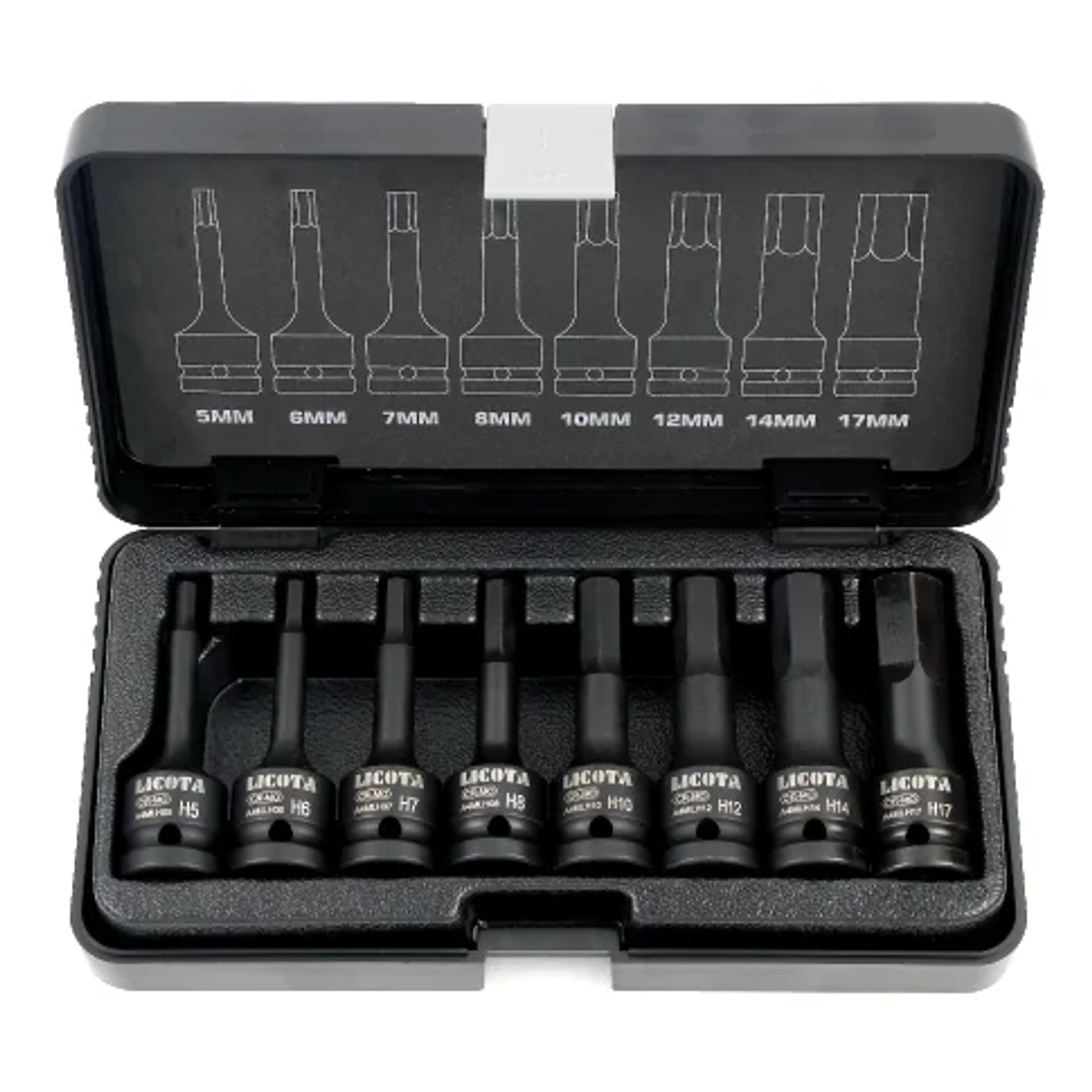 Boni-Shop® Schlagschrauber Nuss Set 3/8 Zoll Ribe, 8-teilig, Cr-mo